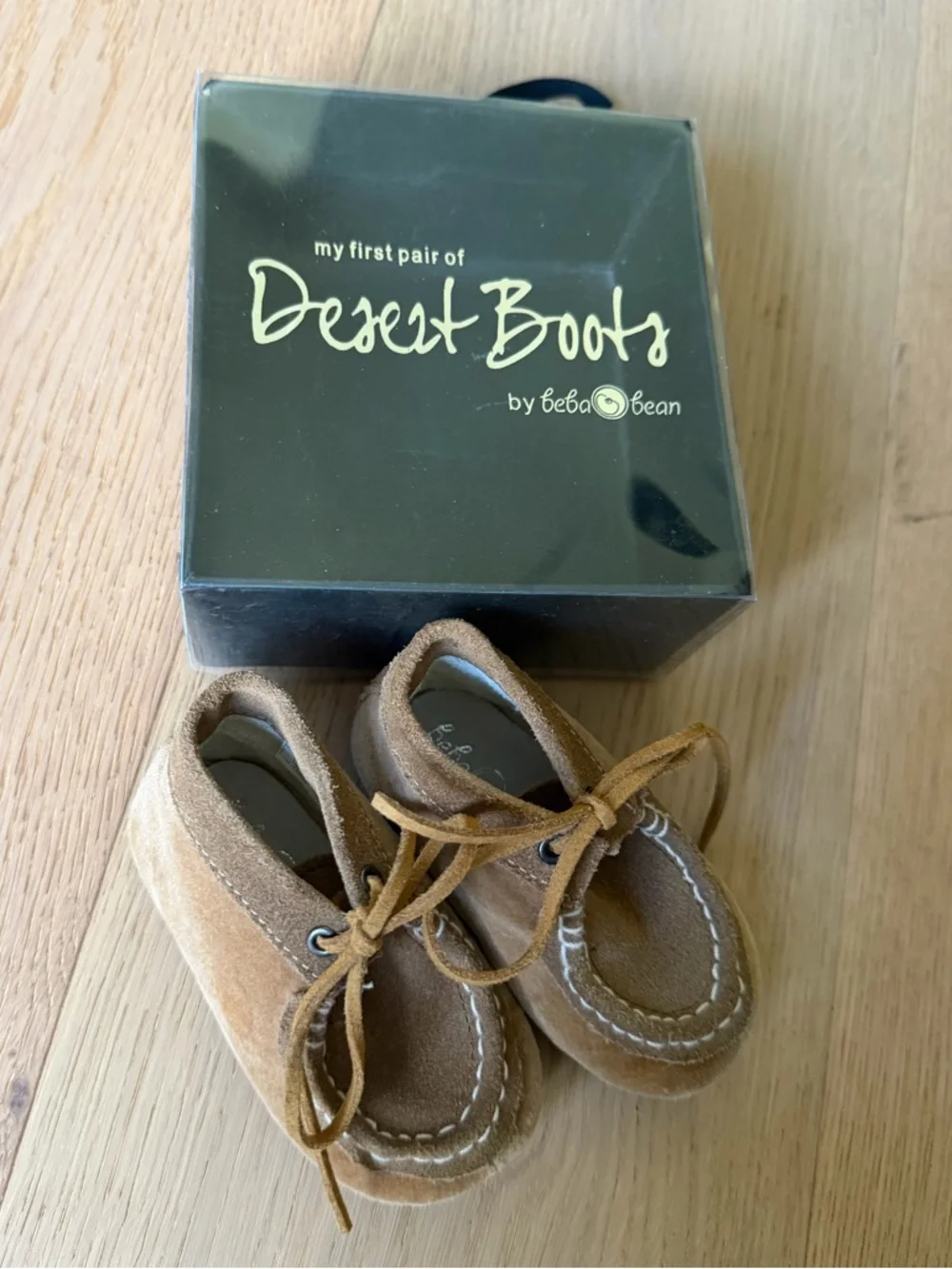 Toddler Suede Moccasin Shoes in Tan - Soft Lace-Up